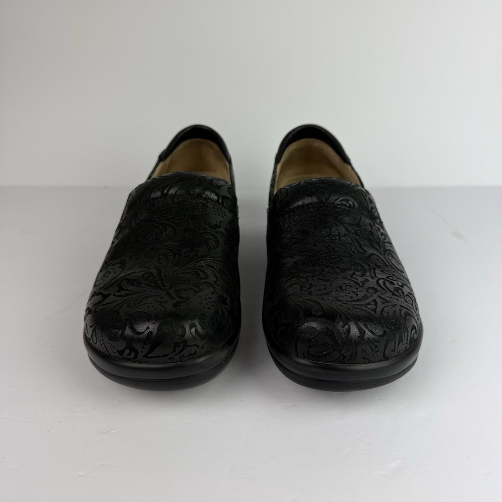Alegria Keli KEL-431 Women Embossed Paisley Black Leather Clog Shoes 41 / 10.5 - Picture 2 of 11